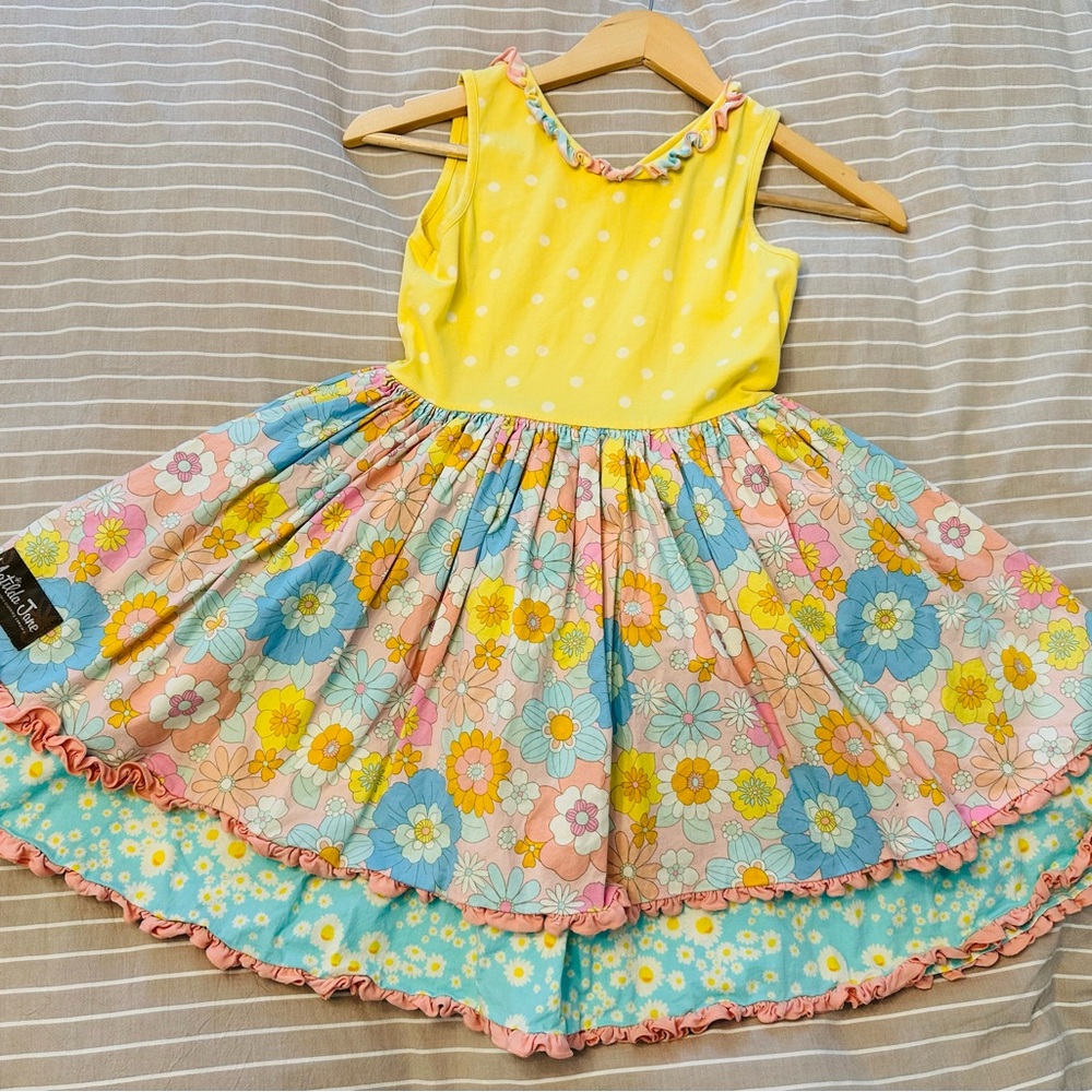 Matilda Jane Yellow and Multicolor Floral Kids Dress